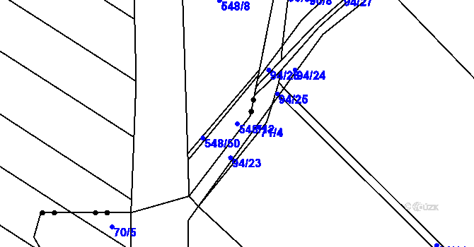 Parcela st. 548/12 v KÚ Smidary, Katastrální mapa
