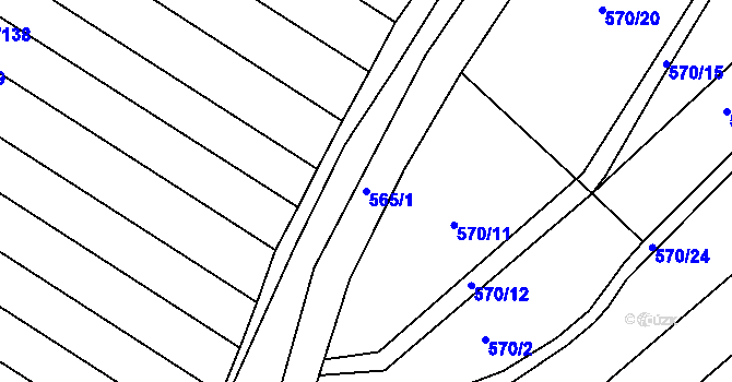 Parcela st. 565/1 v KÚ Smidary, Katastrální mapa