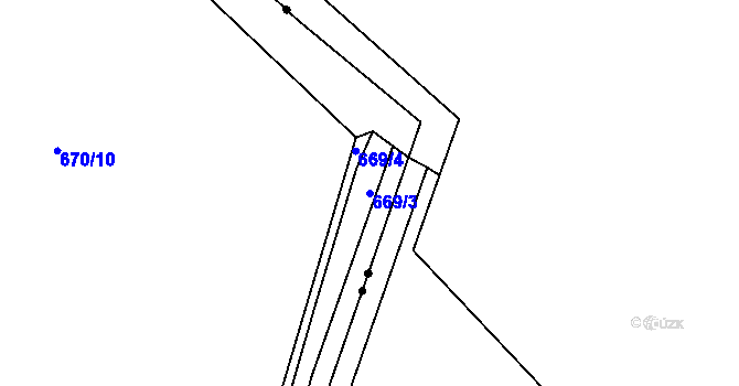 Parcela st. 669/3 v KÚ Smidary, Katastrální mapa