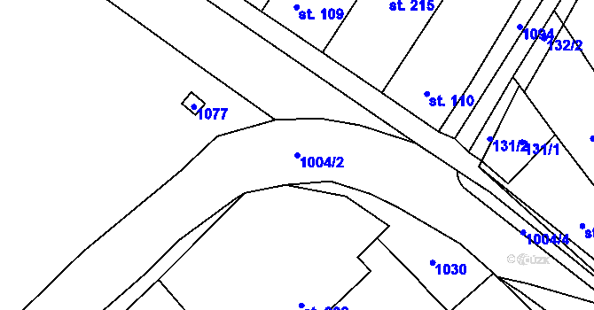 Parcela st. 1004/2 v KÚ Smidary, Katastrální mapa