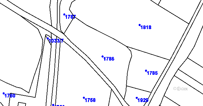 Parcela st. 1033/1 v KÚ Smidary, Katastrální mapa