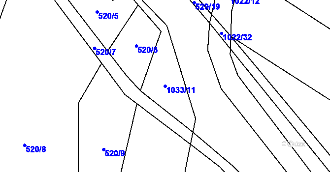 Parcela st. 1033/11 v KÚ Smidary, Katastrální mapa