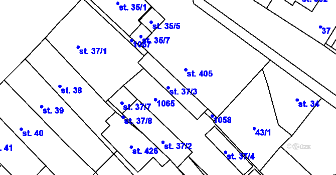 Parcela st. 37/3 v KÚ Smidary, Katastrální mapa
