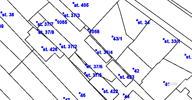 Parcela st. 37/4 v KÚ Smidary, Katastrální mapa