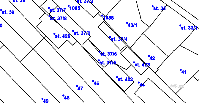 Parcela st. 37/6 v KÚ Smidary, Katastrální mapa