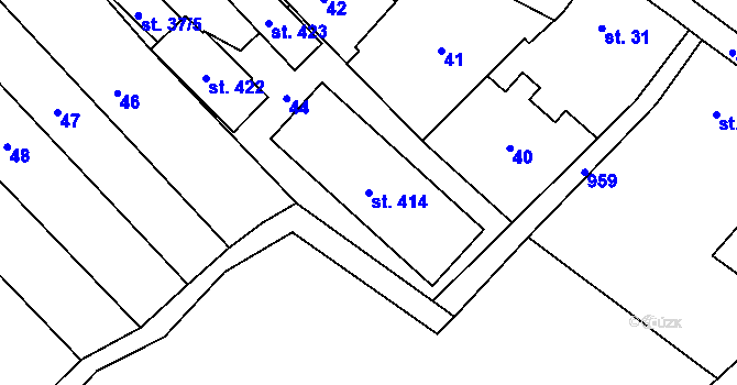 Parcela st. 414 v KÚ Smidary, Katastrální mapa
