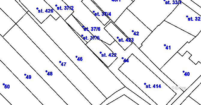 Parcela st. 422 v KÚ Smidary, Katastrální mapa