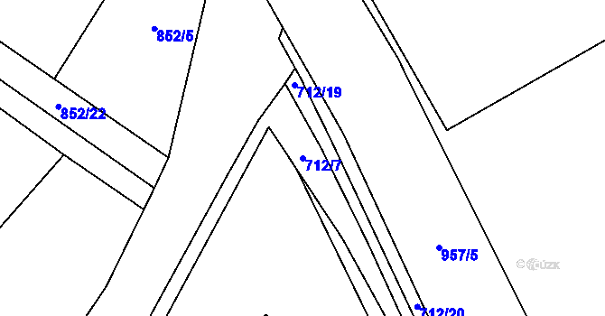Parcela st. 712/7 v KÚ Smidary, Katastrální mapa