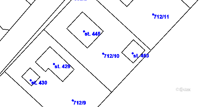Parcela st. 712/10 v KÚ Smidary, Katastrální mapa