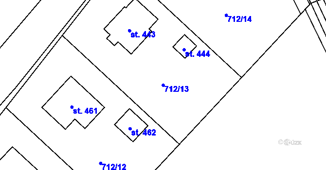 Parcela st. 712/13 v KÚ Smidary, Katastrální mapa