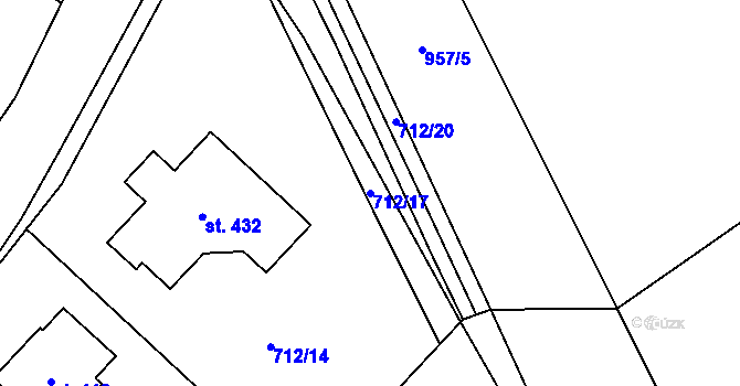 Parcela st. 712/17 v KÚ Smidary, Katastrální mapa