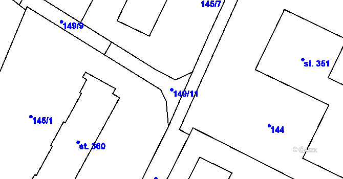 Parcela st. 149/11 v KÚ Smidary, Katastrální mapa