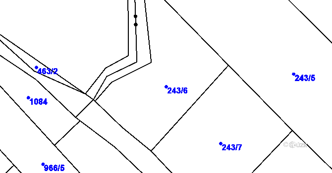 Parcela st. 243/6 v KÚ Smidary, Katastrální mapa