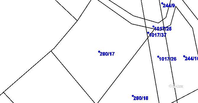 Parcela st. 280/17 v KÚ Smidary, Katastrální mapa
