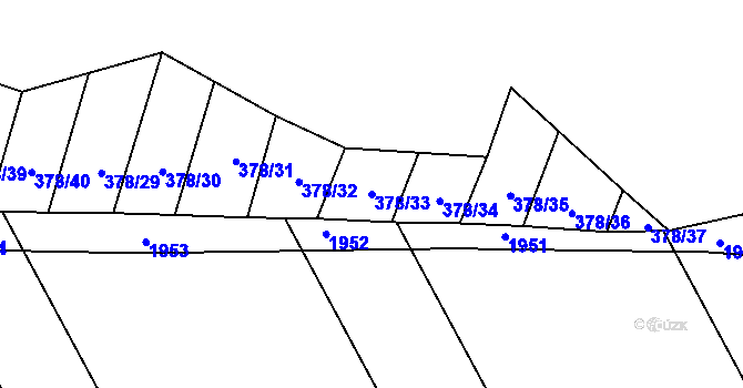 Parcela st. 378/33 v KÚ Smidary, Katastrální mapa