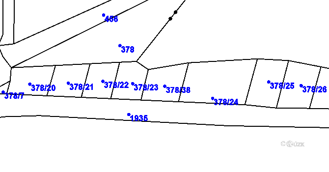 Parcela st. 378/38 v KÚ Smidary, Katastrální mapa