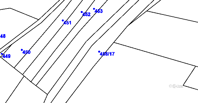 Parcela st. 458/17 v KÚ Smidary, Katastrální mapa