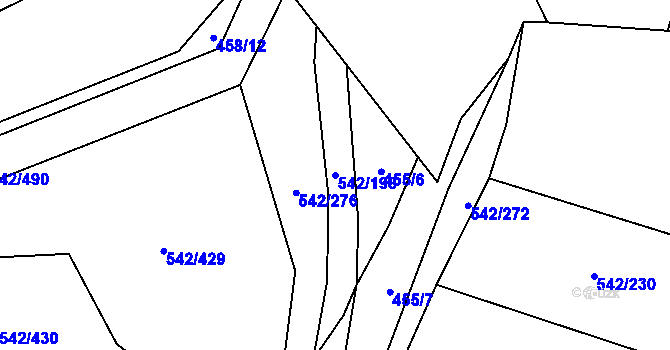 Parcela st. 542/198 v KÚ Smidary, Katastrální mapa