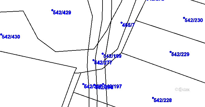 Parcela st. 542/199 v KÚ Smidary, Katastrální mapa