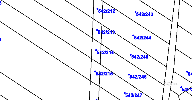 Parcela st. 542/214 v KÚ Smidary, Katastrální mapa