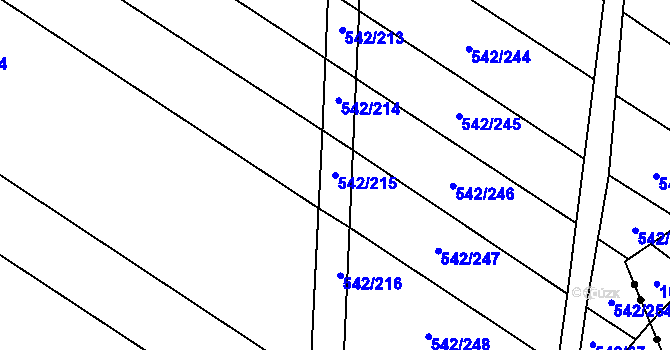 Parcela st. 542/215 v KÚ Smidary, Katastrální mapa