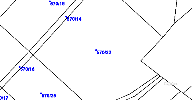 Parcela st. 570/22 v KÚ Smidary, Katastrální mapa