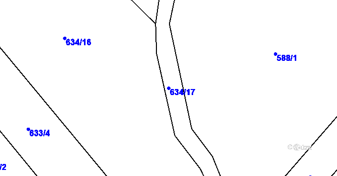 Parcela st. 634/17 v KÚ Smidary, Katastrální mapa
