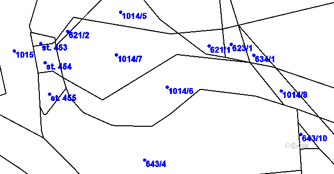 Parcela st. 1014/6 v KÚ Smidary, Katastrální mapa
