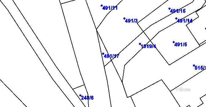 Parcela st. 491/17 v KÚ Smidary, Katastrální mapa
