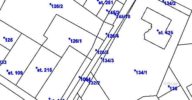 Parcela st. 126/3 v KÚ Smidary, Katastrální mapa