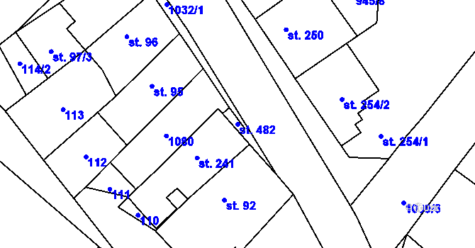 Parcela st. 482 v KÚ Smidary, Katastrální mapa