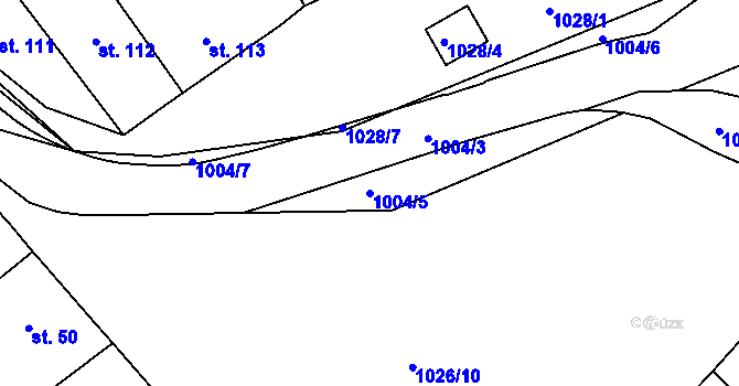 Parcela st. 1004/5 v KÚ Smidary, Katastrální mapa