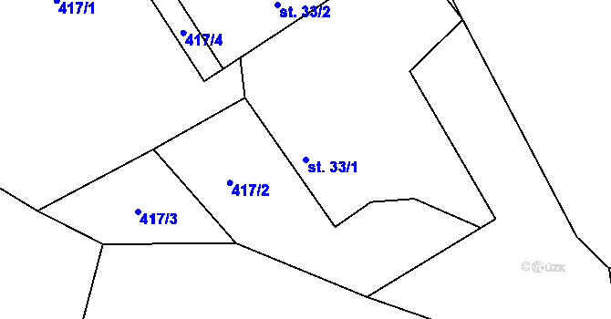 Parcela st. 33/1 v KÚ Kouty u Smilkova, Katastrální mapa
