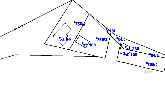 Parcela st. 108 v KÚ Kouty u Smilkova, Katastrální mapa