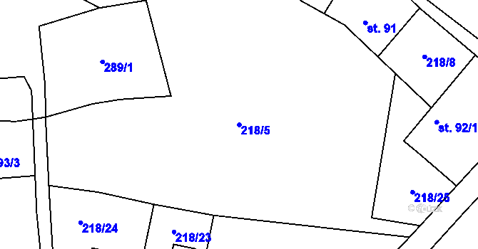 Parcela st. 218/5 v KÚ Kouty u Smilkova, Katastrální mapa