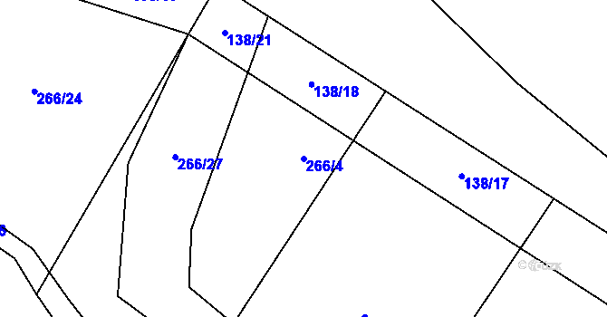 Parcela st. 266/4 v KÚ Kouty u Smilkova, Katastrální mapa