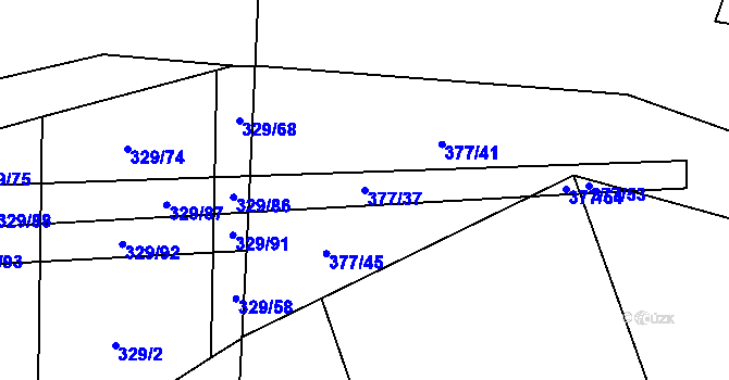 Parcela st. 377/37 v KÚ Kouty u Smilkova, Katastrální mapa