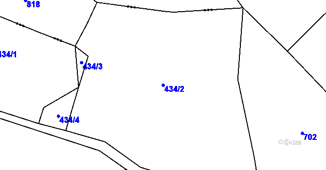 Parcela st. 434/2 v KÚ Kouty u Smilkova, Katastrální mapa