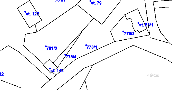 Parcela st. 778/1 v KÚ Kouty u Smilkova, Katastrální mapa