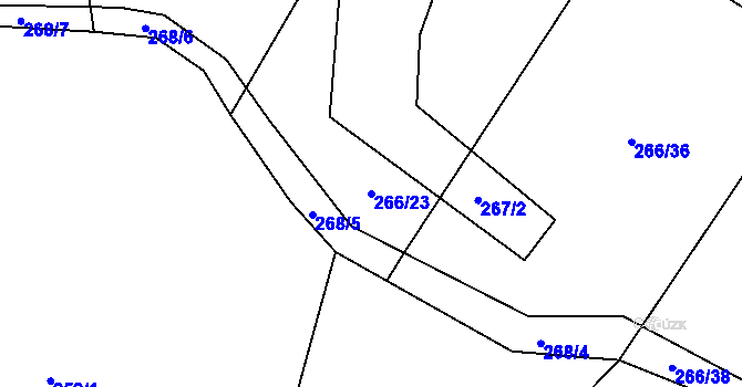 Parcela st. 266/23 v KÚ Kouty u Smilkova, Katastrální mapa