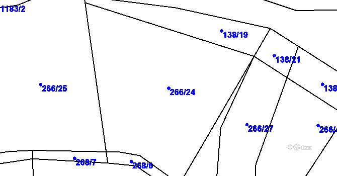Parcela st. 266/24 v KÚ Kouty u Smilkova, Katastrální mapa