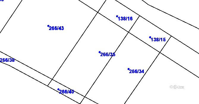 Parcela st. 266/35 v KÚ Kouty u Smilkova, Katastrální mapa