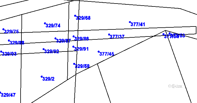 Parcela st. 377/45 v KÚ Kouty u Smilkova, Katastrální mapa
