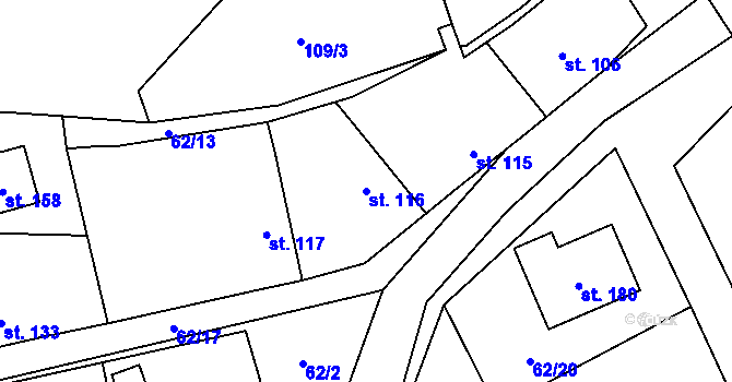 Parcela st. 116 v KÚ Smilkov, Katastrální mapa