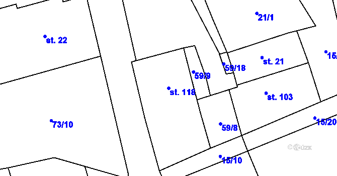 Parcela st. 118 v KÚ Smilkov, Katastrální mapa