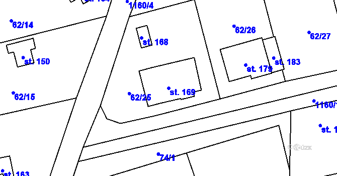 Parcela st. 169 v KÚ Smilkov, Katastrální mapa