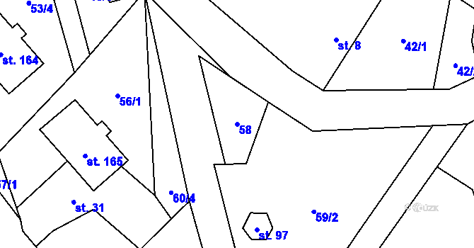 Parcela st. 58 v KÚ Smilkov, Katastrální mapa