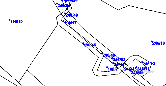 Parcela st. 190/15 v KÚ Smilkov, Katastrální mapa
