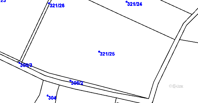 Parcela st. 321/25 v KÚ Smilkov, Katastrální mapa