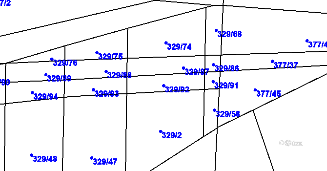 Parcela st. 329/92 v KÚ Smilkov, Katastrální mapa